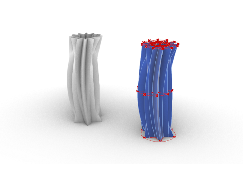 Side by side comparison of the tower surface model and its structural diagram